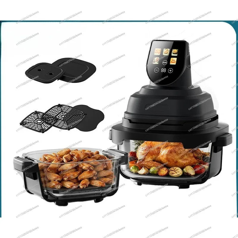 cross-border air fryer 2025 new smart oil-free multi-function visual double-layer automatic household fryer baking